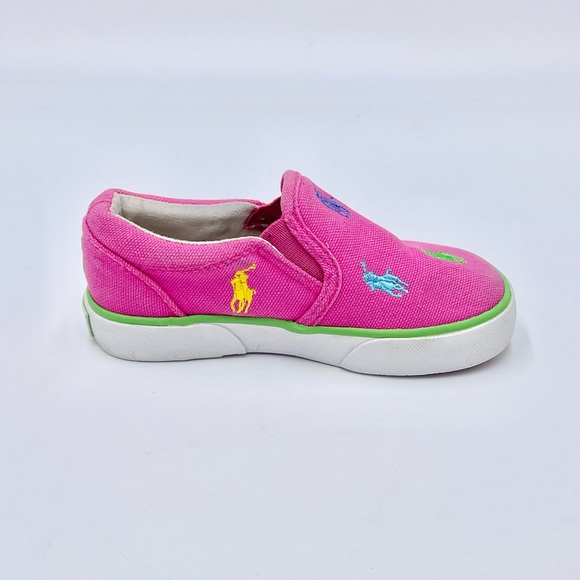 Polo Ralph Lauren Bal Harbor Repeat Slip On Pink Sneaker Kids / Baby size 7 - Picture 8 of 11